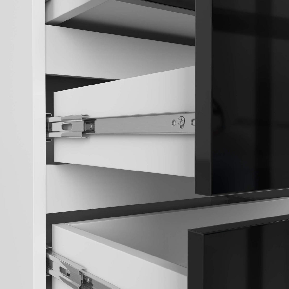 KOMMODE Weiß, Schwarz Glanz 57/60/35 - Weiß, Holzwerkstoff (60/57/35cm) - RAUMHIRSCH FURNITURE