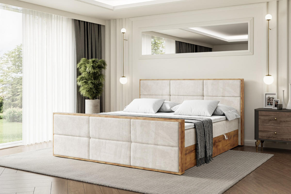 BOXBETT mit Matratze H4 und Lattenrost - LOLLI1-Z - 140x200 - Beige Casablanca - Beige, Holzwerkstoff (140/200cm) - ALTDECOR