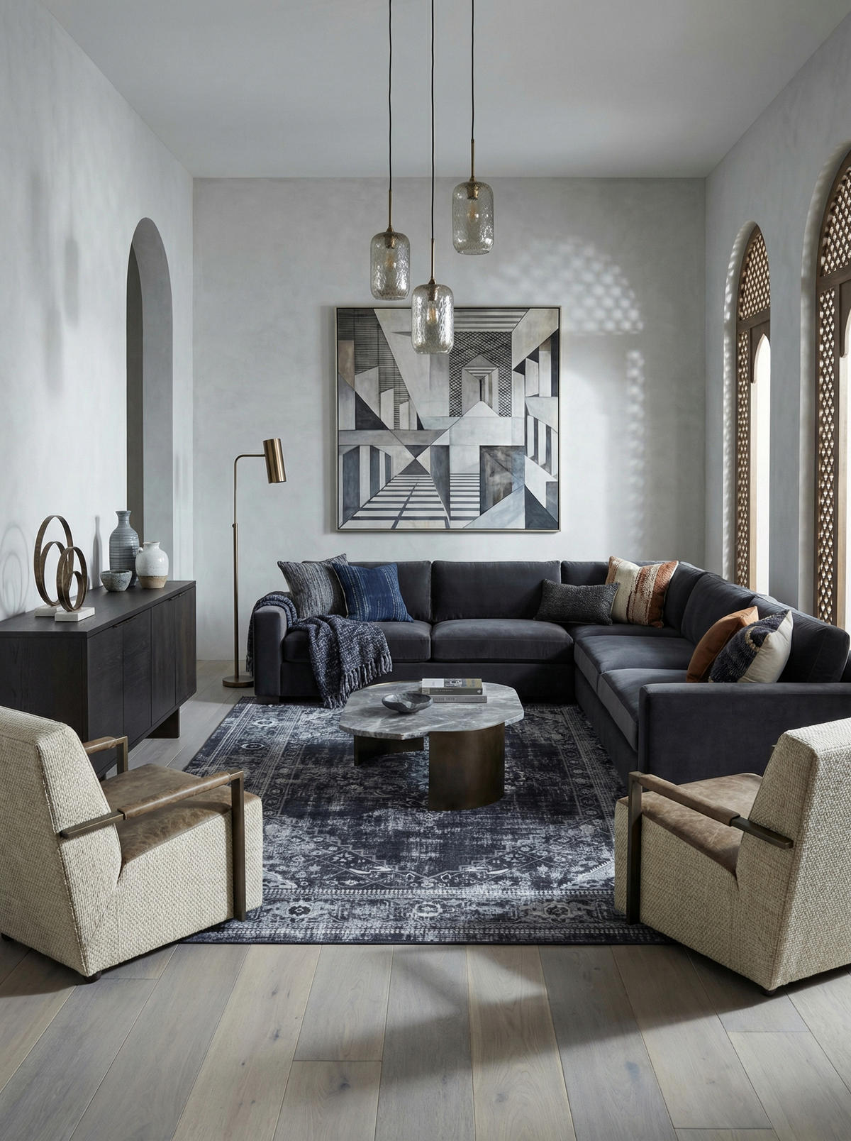 TEPPICH Waschbar Flachgewebe Orientalisch Polyester Wohnzimmer Schwarz Rechteckig 200x290 - Schwarz, Textil (200/290cm) - KADIMA DESIGN