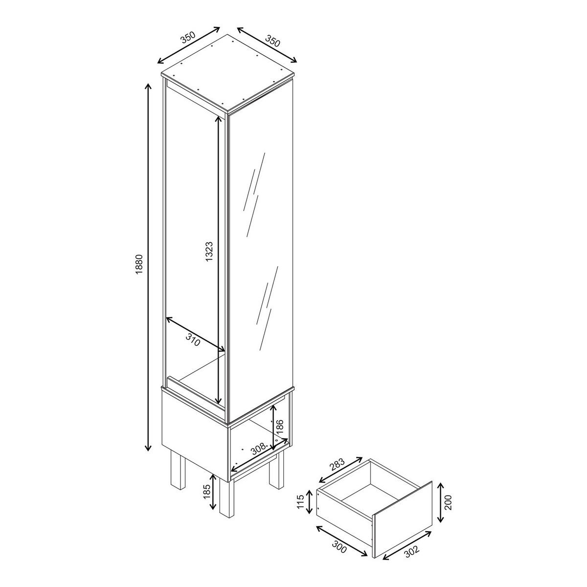 MASSIVE GARDEROBE - Pinie / Kaschmir - Kaschmir/Pinienfarben, Holz (35/188/35cm) - home24