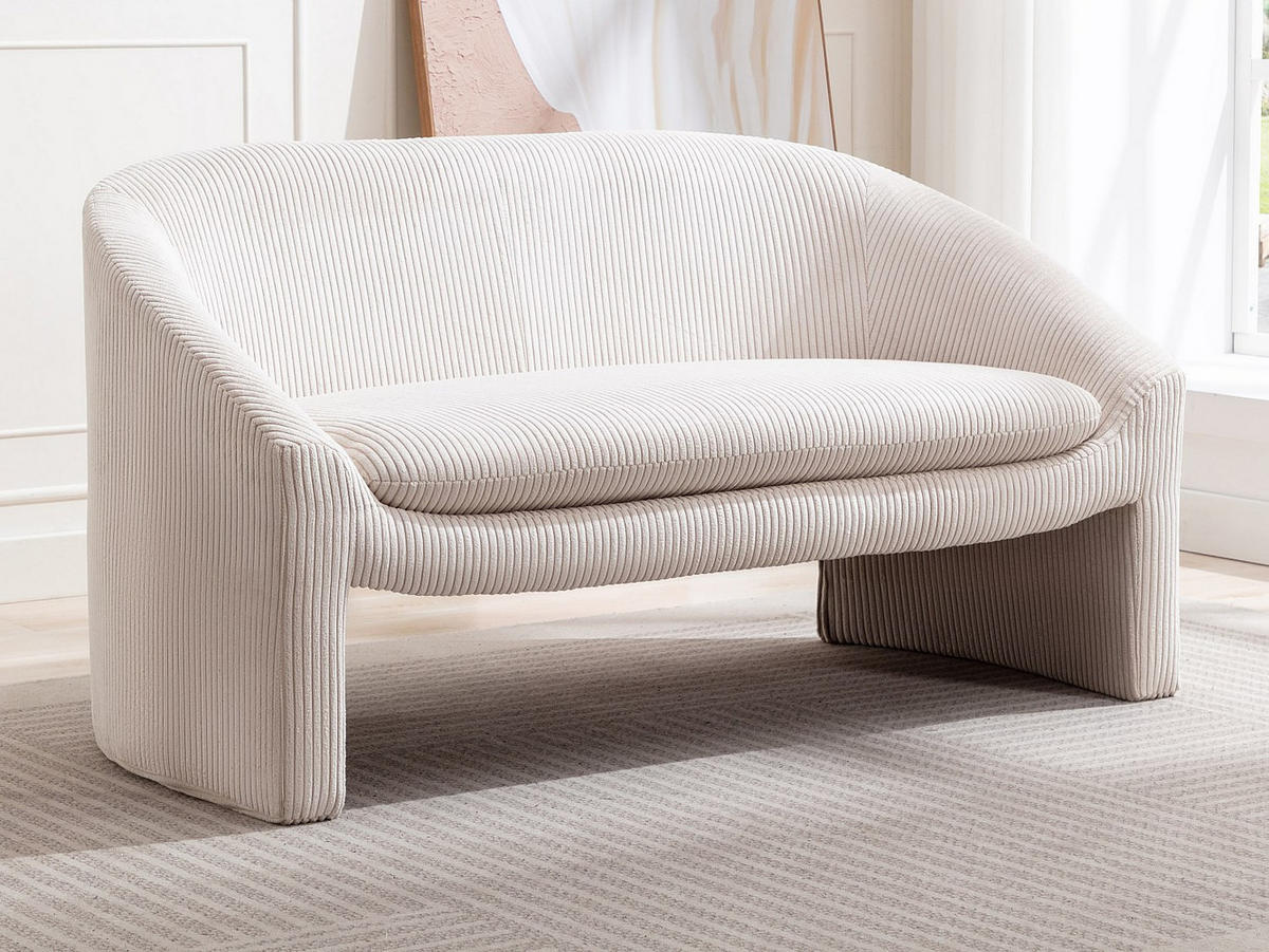 SOFA - 2 Personen - samt - cremefarben Ossana - Creme, Textil (137/74/74cm) - Vente-Unique