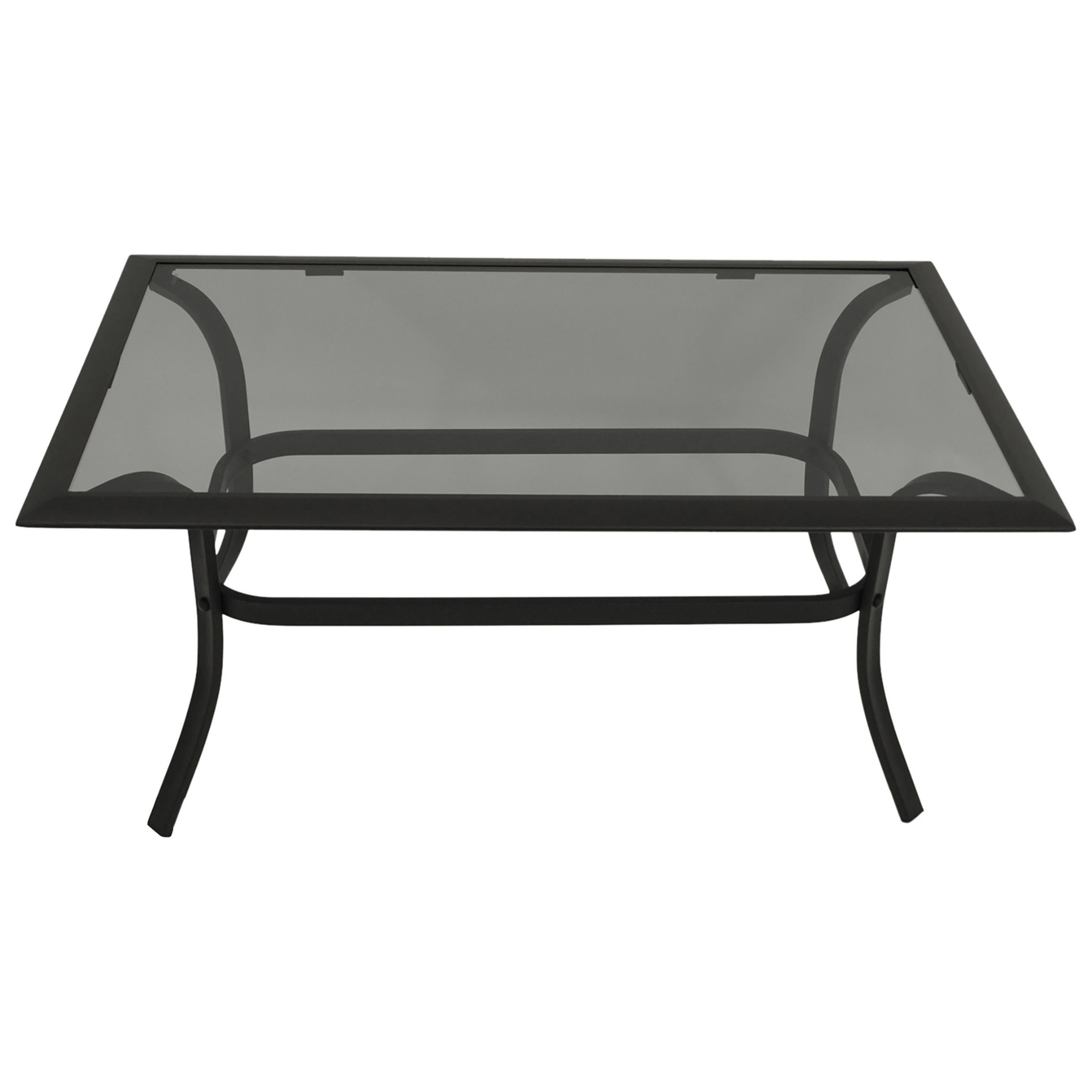BEISTELLTISCH Ashford - Gestell aus Alu und Stahl, schwarz, Tischplatte Glas grau 61x102x48 cm - Schwarz, Metall (102/61/48cm) - TPFGarden