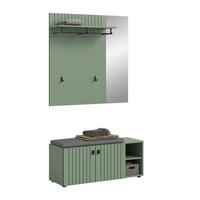 GARDEROBEN-SET inkl. Sitzkissen STATION 2-tlg. (B/H/T: ca. 106/192/37 cm) in Smoke Green/Smoke Green - Dunkelgrün, Holzwerkstoff (106/192/37cm)