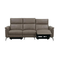 3-SITZER Sofa Borea Echtleder mit 1 x Relaxfunktion Greige - Greige, Leder/Metall (220/102/98cm)