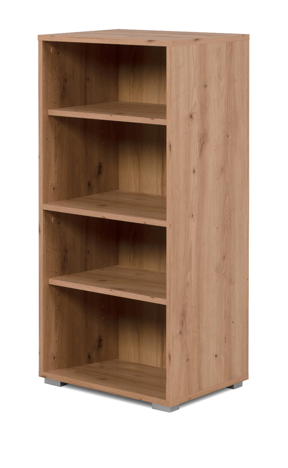 REGAL Eiche Artisan 46 x 97 cm, Standregal mit 4 variablen Fächern - Silberfarben/Eiche Artisan, Holzwerkstoff/Kunststoff (46/96.5/33.5cm) - Furn.Design