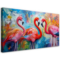 LEINWANDBILD Flamingos Vögel Tiere abstrakt bunt - Multicolor, Textil (120/60cm) - Feeby