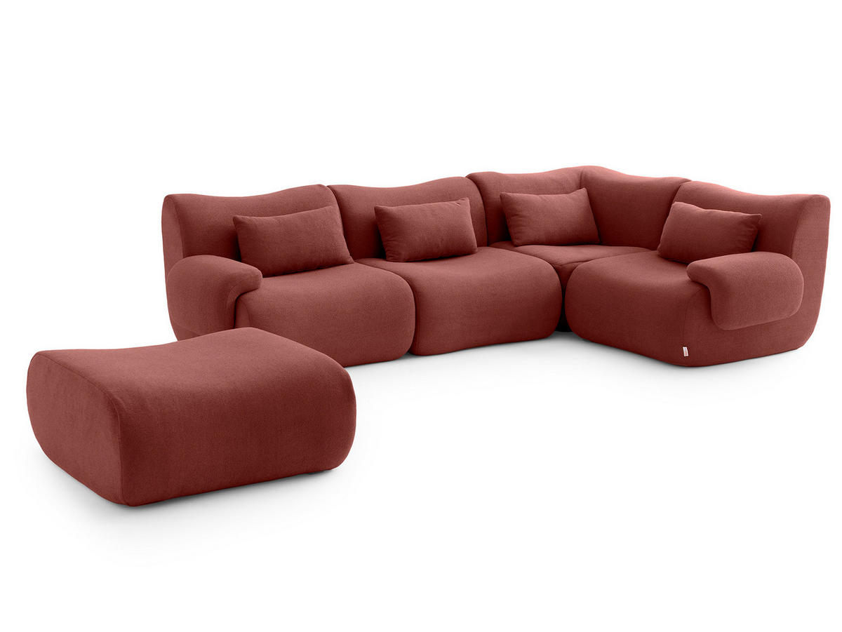 ECKSOFA Bouclé-Stoff Terrakotta-Rot - Terracotta, Textil (269/190cm) - MILYsofa