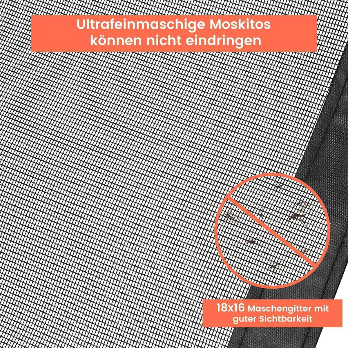 FLIEGENGITTER Tür 110 x 255 cm Schwarz mit Magnetverschluss - Schwarz, Textil (110/255/2cm)