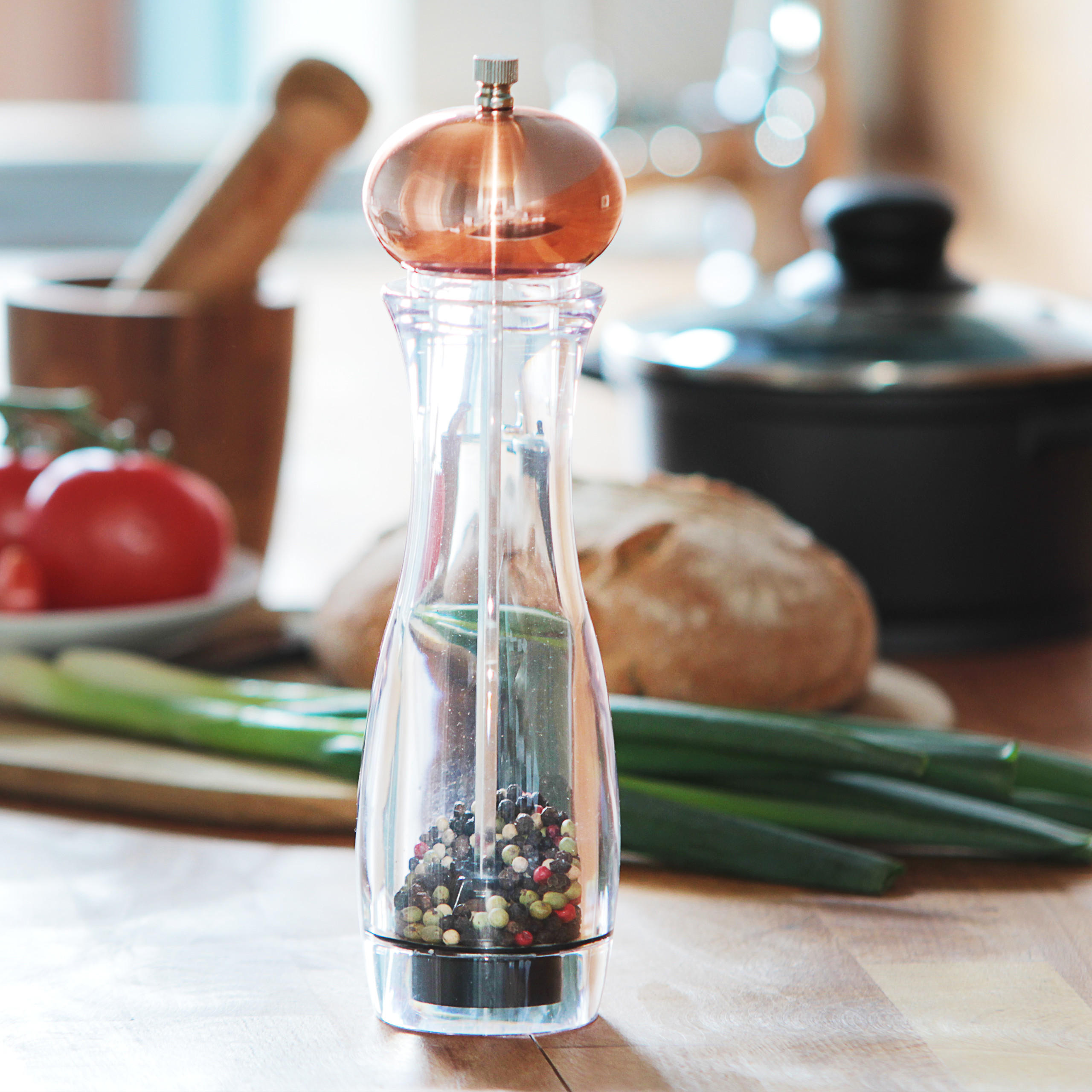 PFEFFERMÜHLE manuell - Transparent, Keramik/Kunststoff (6.5/26.5/6.5cm) - Relaxdays