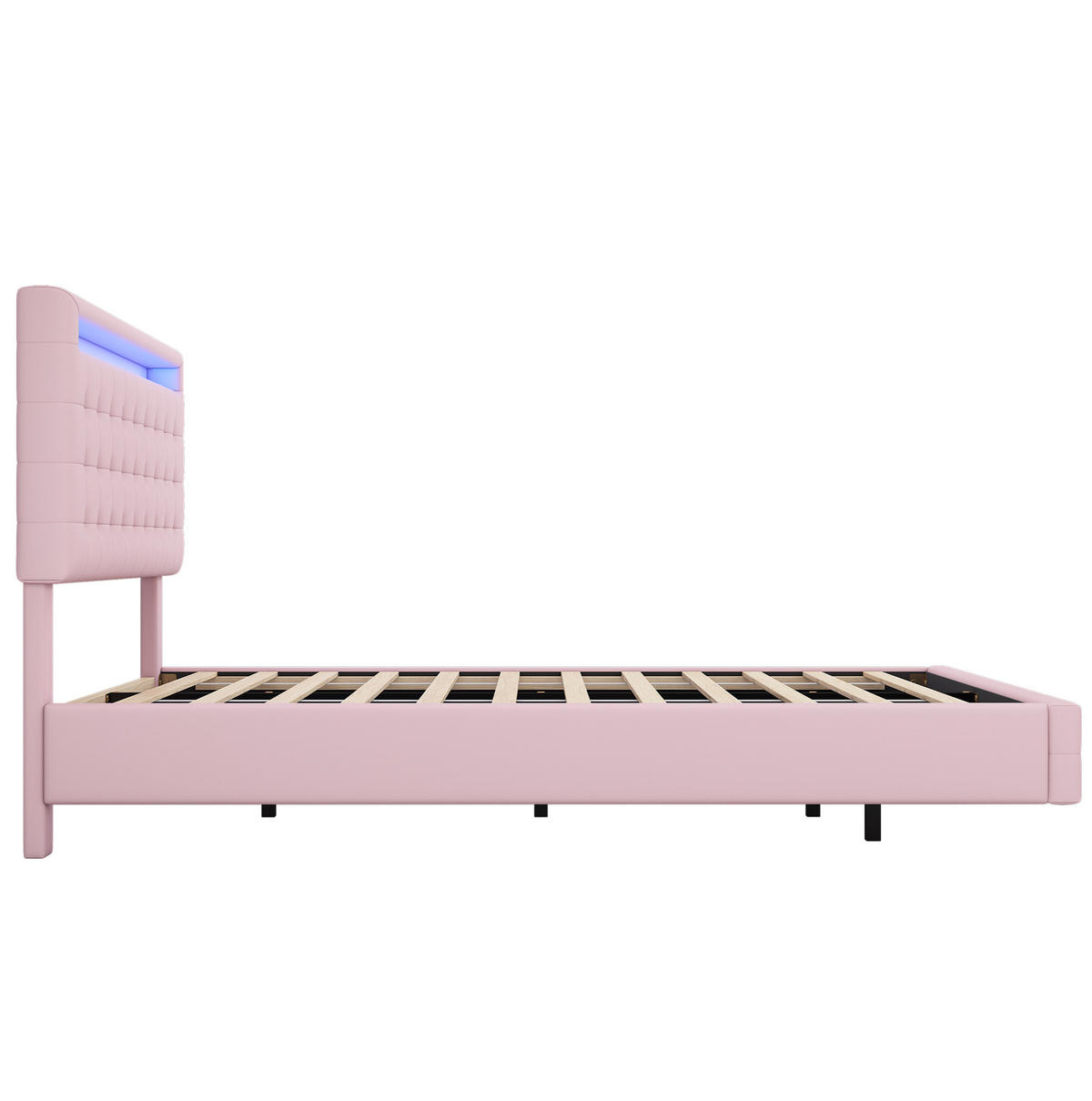 POLSTERBETT 140/200 cm Rosa aus PU mit LED-Beleuchtung - Rosa, Leder (140/200cm) - OKMYHOME