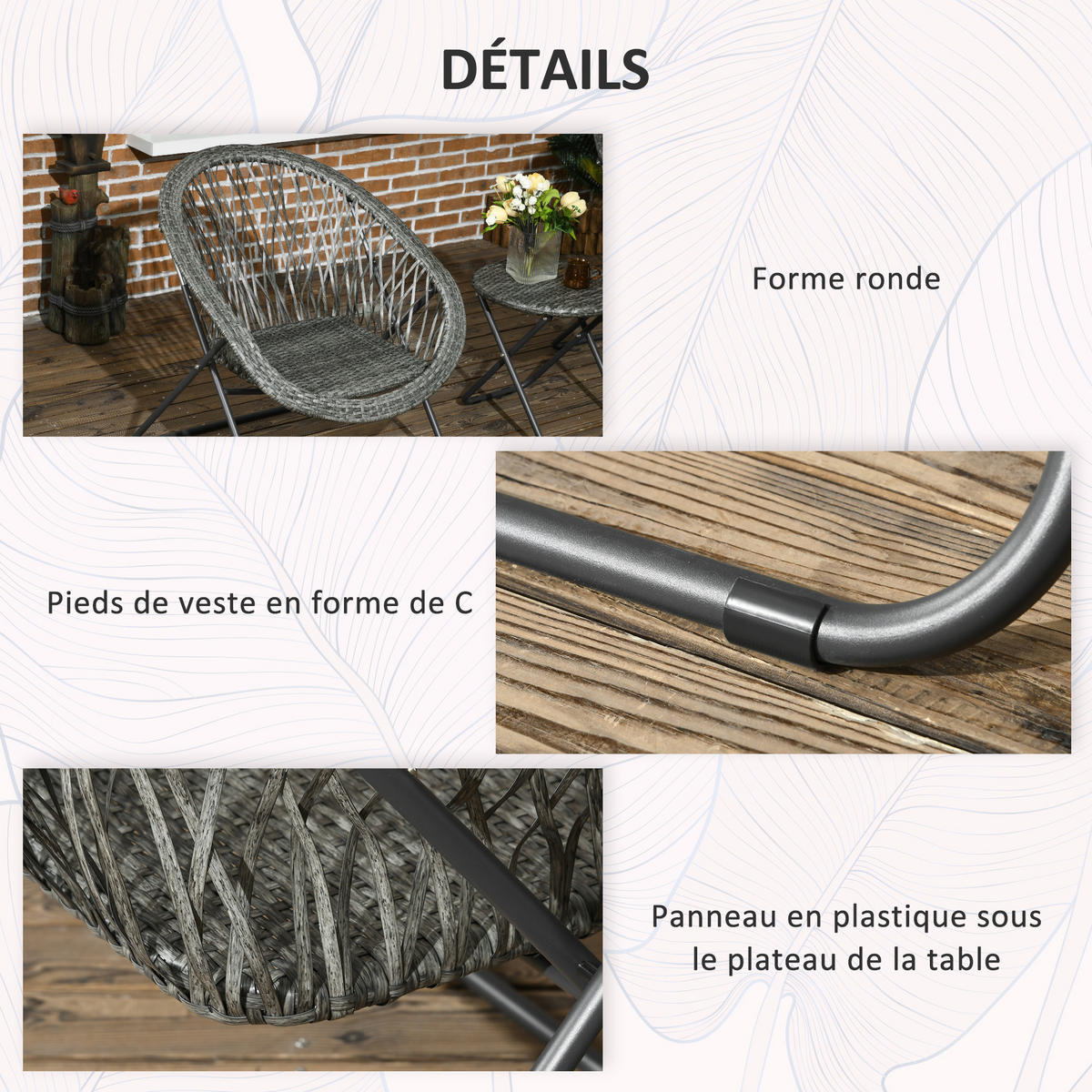 GARTENSET DE-13600 4-teilig mit Glastisch & 5 cm Kissen Natur - Grau, Metall - ComfortXL