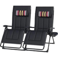SONNENLIEGE 2-teiliges Set mit Kissen Schwarz - Schwarz, Textil (175/80/72cm)