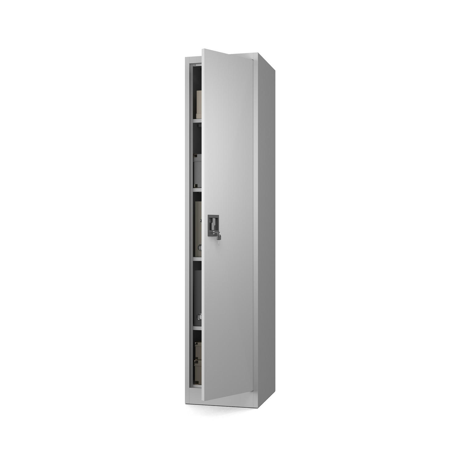 AKTENSCHRANK mit 4 Einlegeböden Hellgrau Stahl 40x185x45cm - Hellgrau, Metall (40/185/45cm) - Muralo
