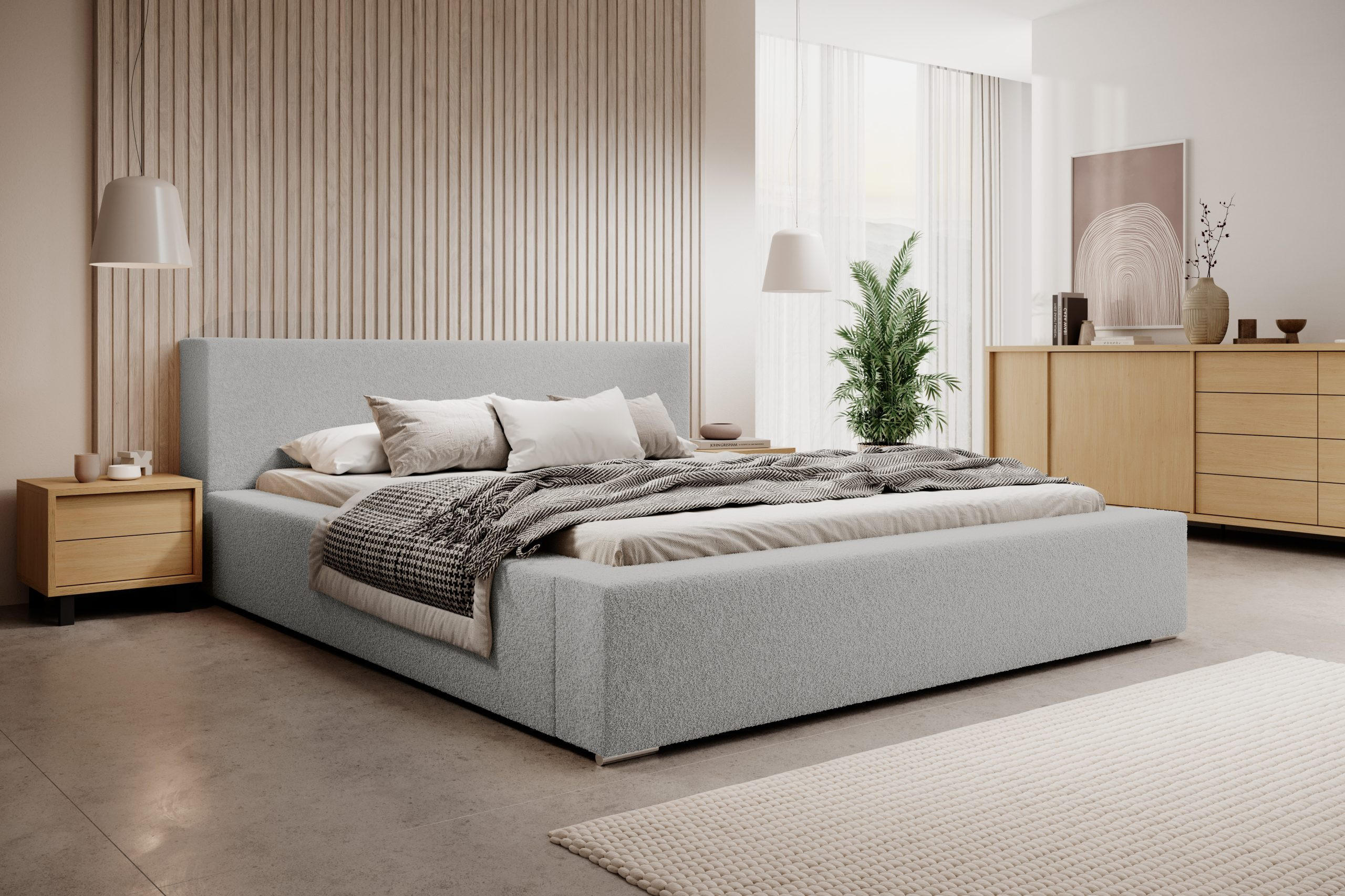 POLSTERBETT Jenne 140x200 cm, Grau - Grau, Textil (140/200cm) - Fedve