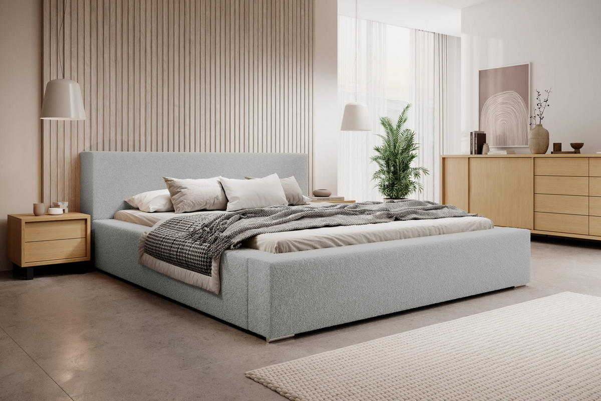 POLSTERBETT Jenne 180x200 cm, Grau - Grau, Textil (180/200cm) - Fedve