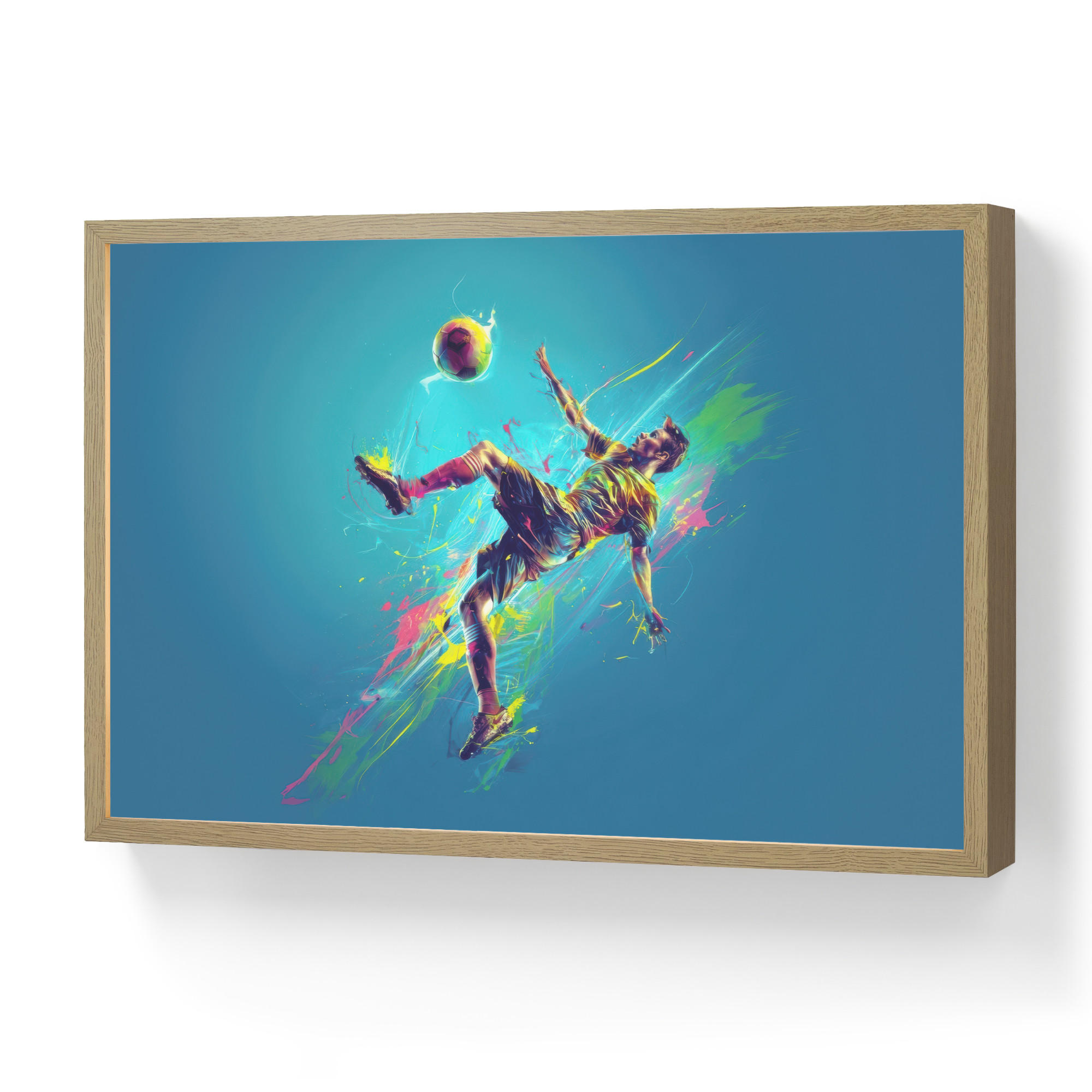 OnlyWow NÁSTĚNNÁ LAMPA S AKUMULÁTOREM Fotbalista - Stříkající barva - Barevné - Míč 60x40 cm