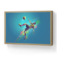 NACHTTISCHLAMPE MIT AKKU Fußballer - Farbspritzer - Farbenfroh - Ball 60x40 cm - Blau, Holzwerkstoff (8/60/40cm) - OnlyWow