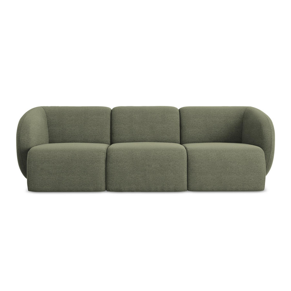 3-SITZER SOFA Bouclé Stoff Grün - Schwarz/Olivgrün, Holzwerkstoff/Kunststoff (244/75/94cm) - LaMiaSofa