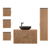 KOPALNIŠKO POHIŠTVO 100.6cm Gaia 2-delni komplet Les hrastovega videza in črna barva - rjava, leseni material (100.6/59/46cm) - Petits-meubles