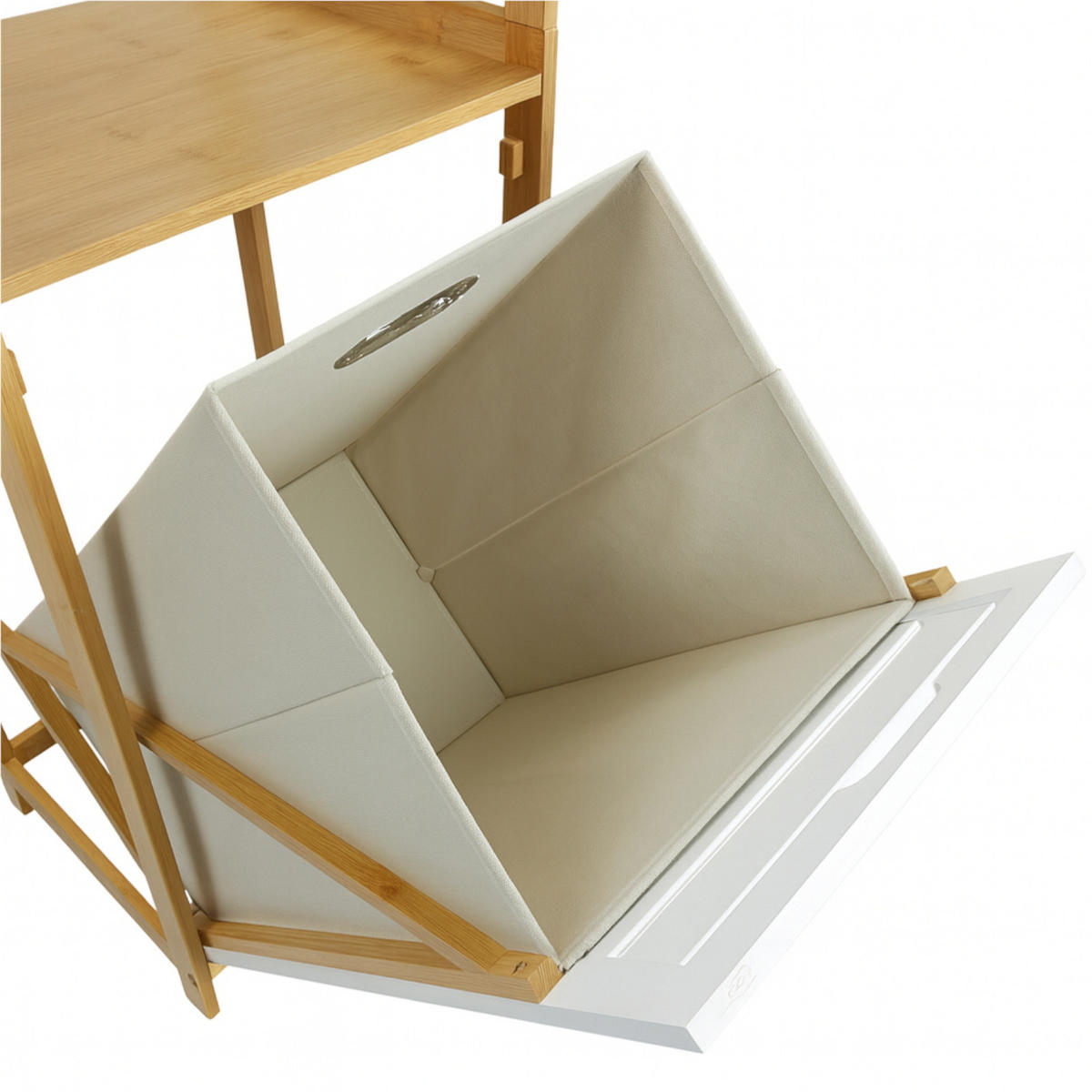 BADEZIMMERREGAL Bambus Weiß Wäschekorb 36/33/130 cm - Hellbraun/Weiß, Holz (36/130/33cm) - Begryf