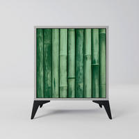 SIDEBOARD NATURAL GREEN, Grau, 57,5x42x70,5 cm, Schwarze Metall-Sternfüße - Multicolor/Schwarz, Holzwerkstoff/Metall (57.5/70.5/42cm) - SpaceRebels