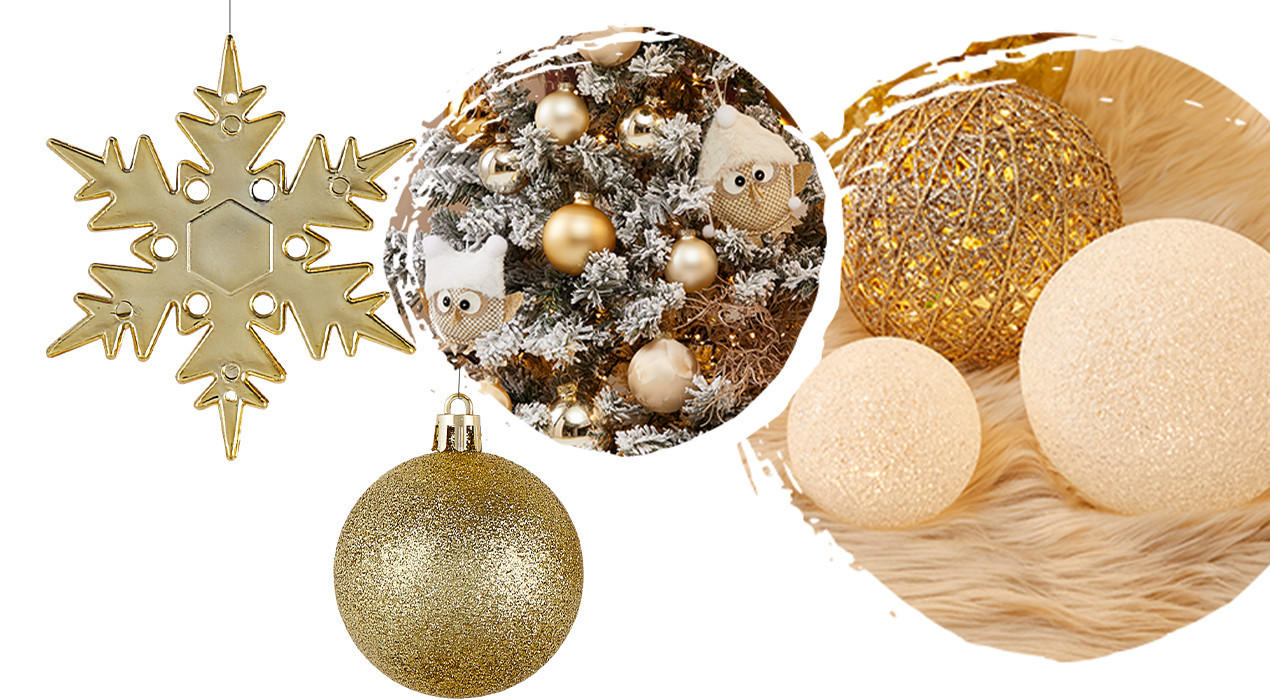 Weihnachtliche Dekoration in gold Tönen