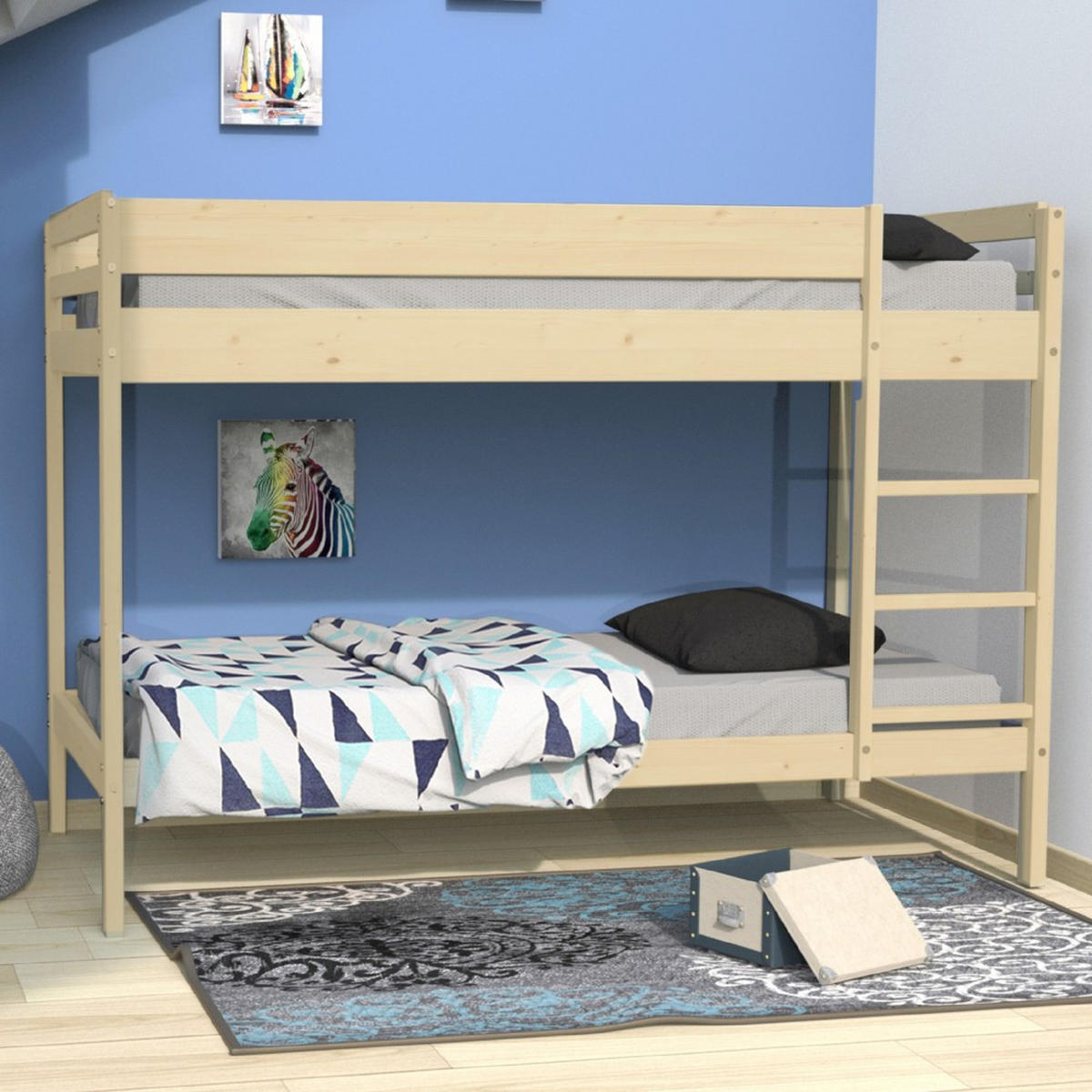 ETAGENBETT BRICE mit 2 Lattenroste / Bett 2x90x190 cm - Naturholtz - Multicolor, Holz (90/190cm) - Weber Industries