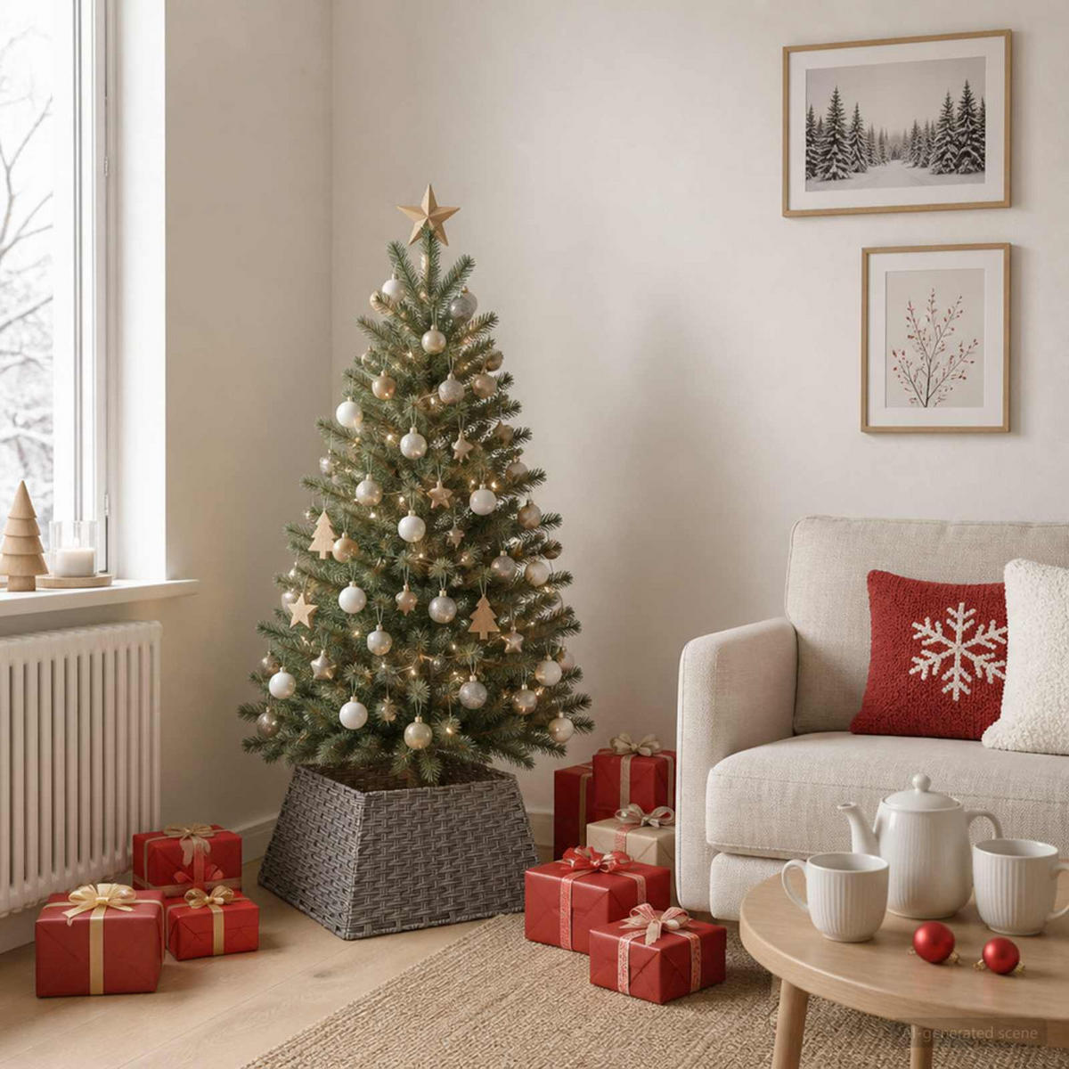 WEIHNACHTSBAUMKRAGEN 50/50/25 cm Grau Poly-Rattan - Grau, Holzwerkstoff (50/25/50cm) - vidaXL