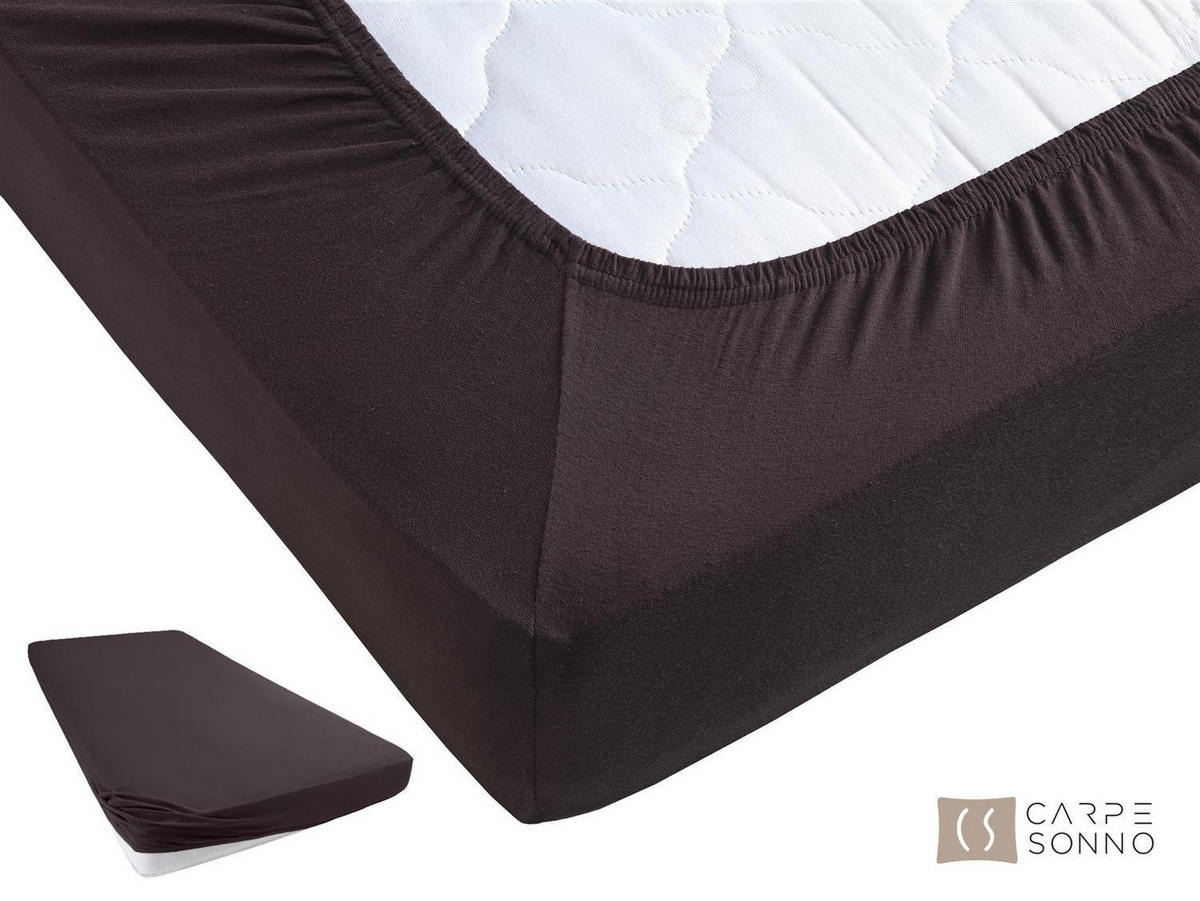 JERSEY-SPANNBETTLAKEN 180x200 cm aus 100% Baumwolle, Bettlaken Braun Uni - Braun, Textil (180/200cm) - Carpe Sonno