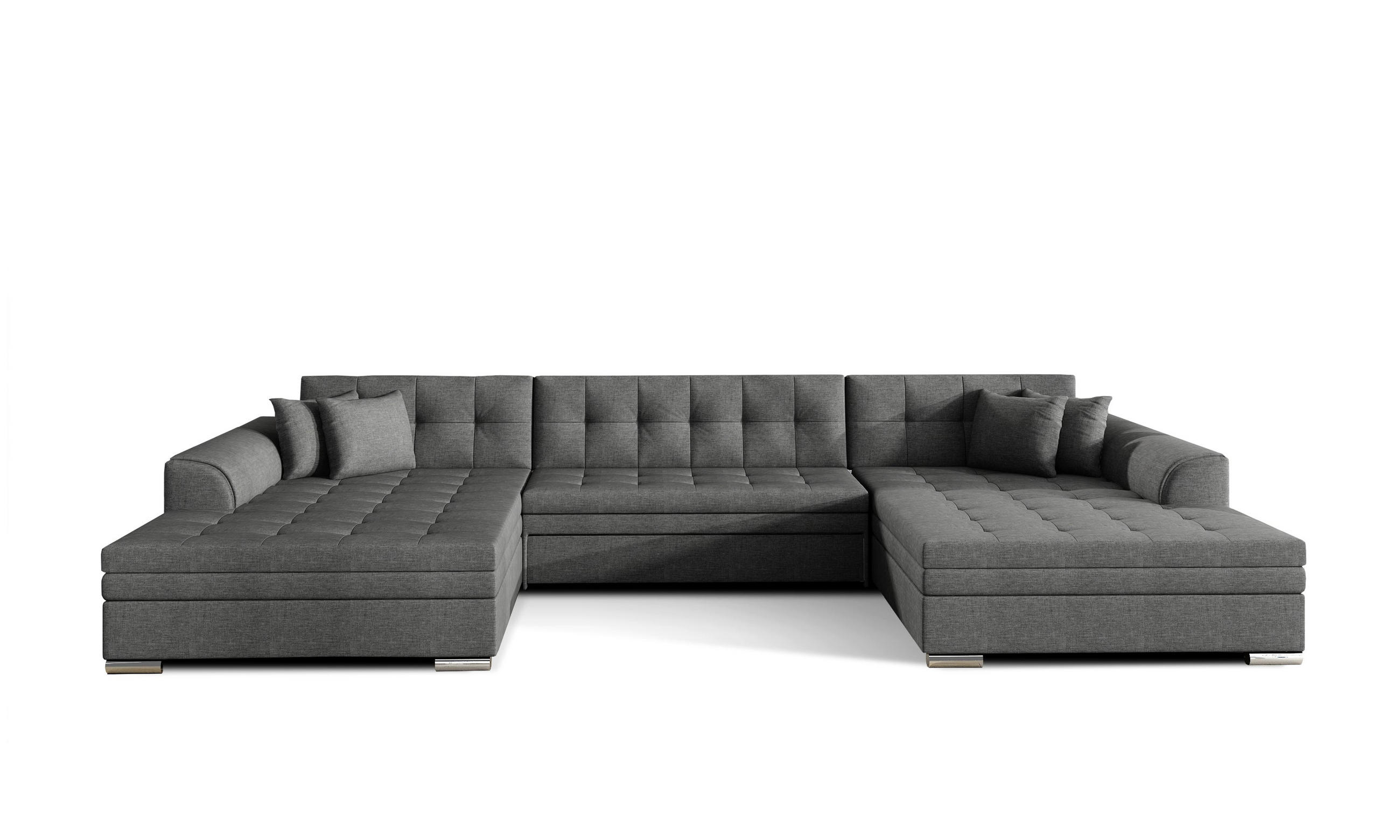 WOHNLANDSCHAFT VENTO U-Form – Großzügiges Ecksofa mit Schlaffunktion & Kissen 359 cm - Anthrazit, Kunststoff (359/78/165cm) - Wohnideebilder