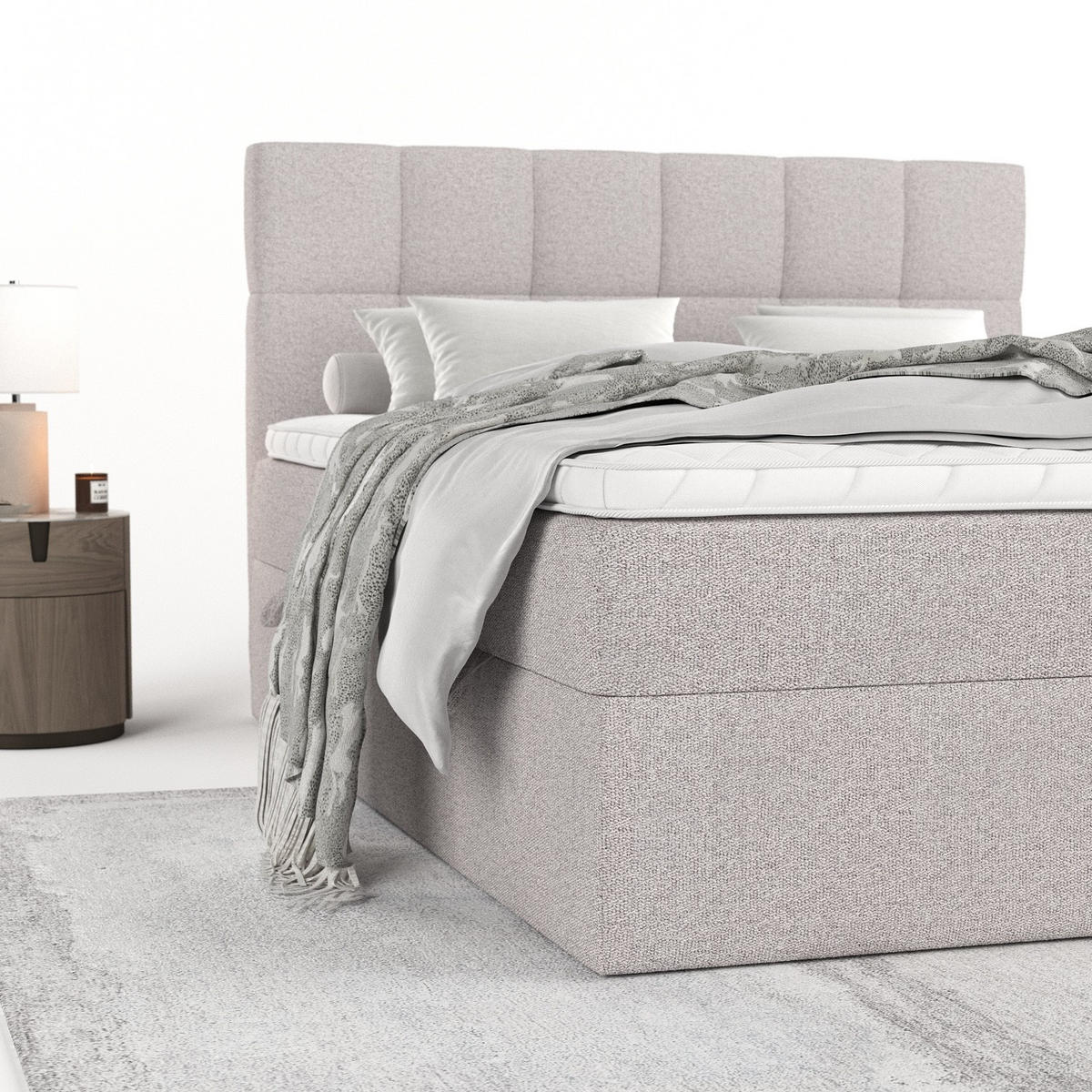POSTEL BOXSPRING VARENO 200/200 Béžová - černá/béžová, kov/dřevo (200/200cm) - AltaBeds