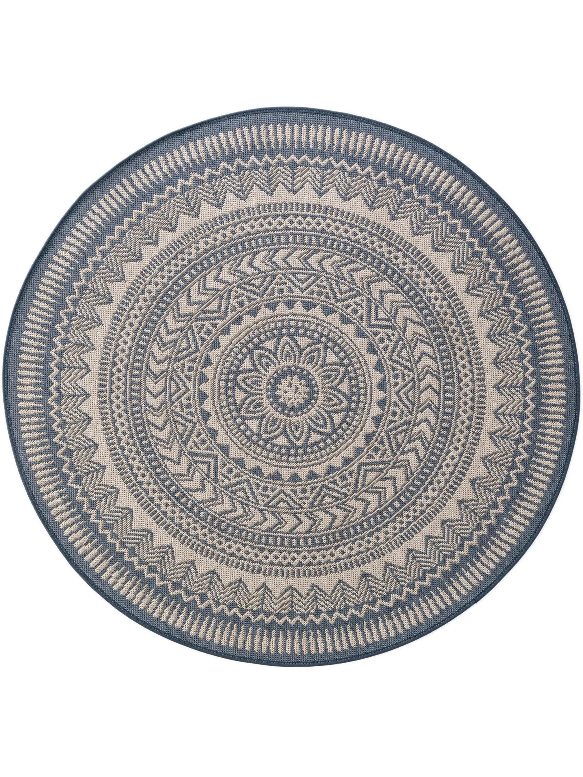 OUTDOORTEPPICH Metro Blau ø 120 cm rund - Blau, Textil (120/120cm) - benuta Nest