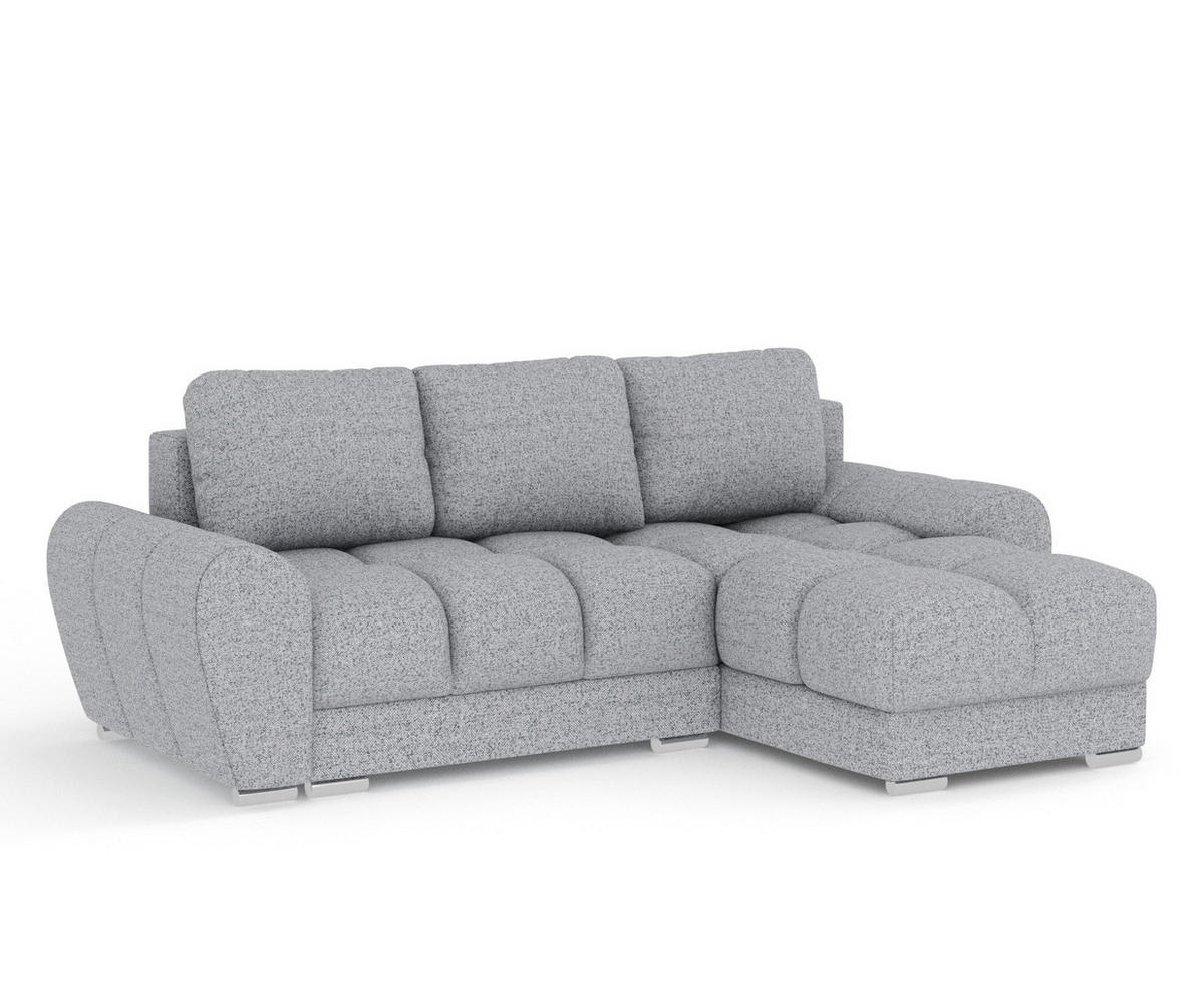 ECKSOFA MIT SCHLAFFUNKTION Peebles Grau Webstoff - Chromfarben/Grau, Holz/Holzwerkstoff (256/175cm) - Maison de Reve