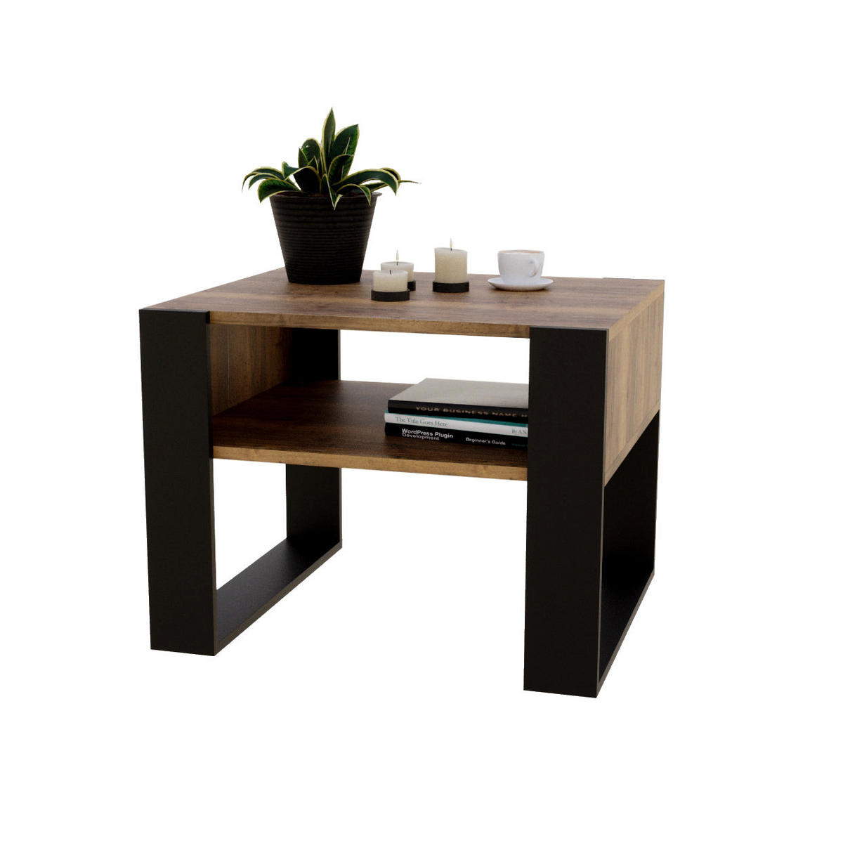 COUCHTISCH KARO 65 - Alteiche/Schwarz, Holz (53.6/65/45cm) - Mat-Haus