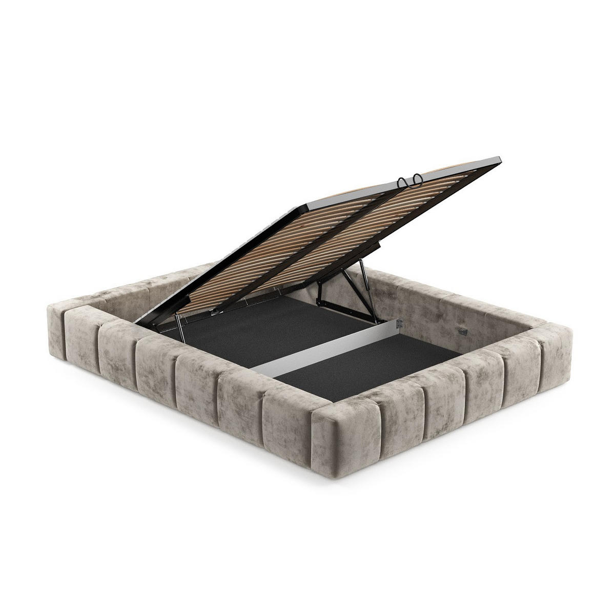 POLSTERBETT Aruba Beige 160/200 cm im Chenille-Stoff - Beige/Schwarz, Holz/Holzwerkstoff (160/200cm) - Maison de Reve