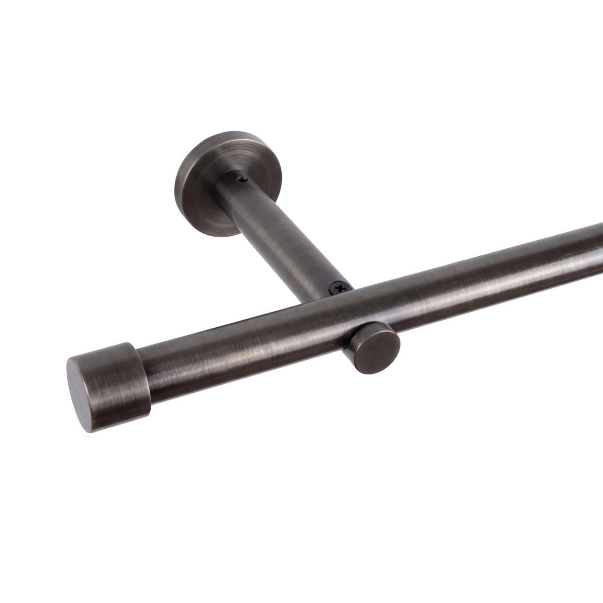 GARDINENSTANGE auf Maß 1-lauf Wandmontage Kappe 410cm - Titanfarben, Metall (410cm) - Deco-Raum