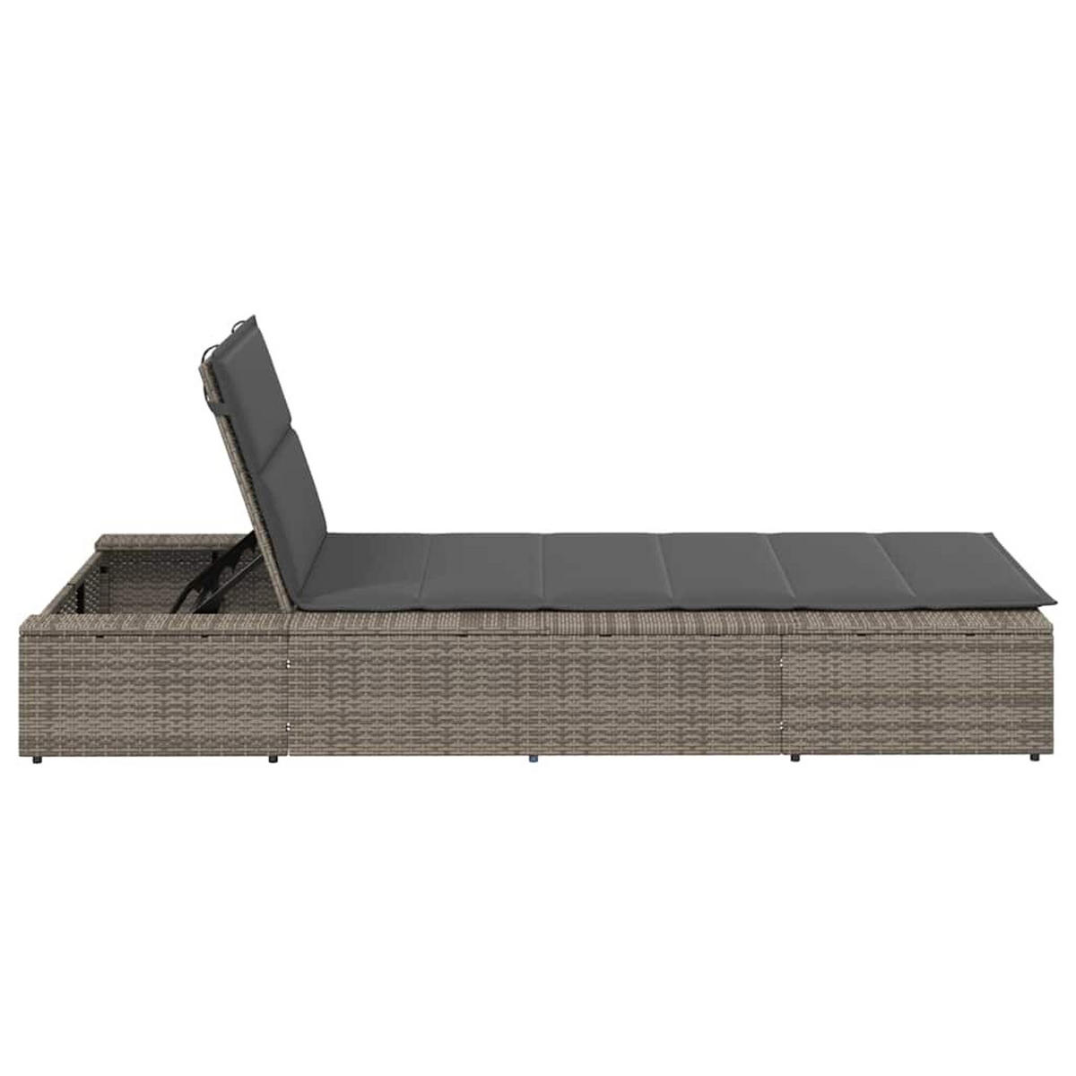 SONNENLIEGE Mit Schwebender Auflage Grau Poly Rattan - Grau, Kunststoff (210/79/100cm) - vidaXL