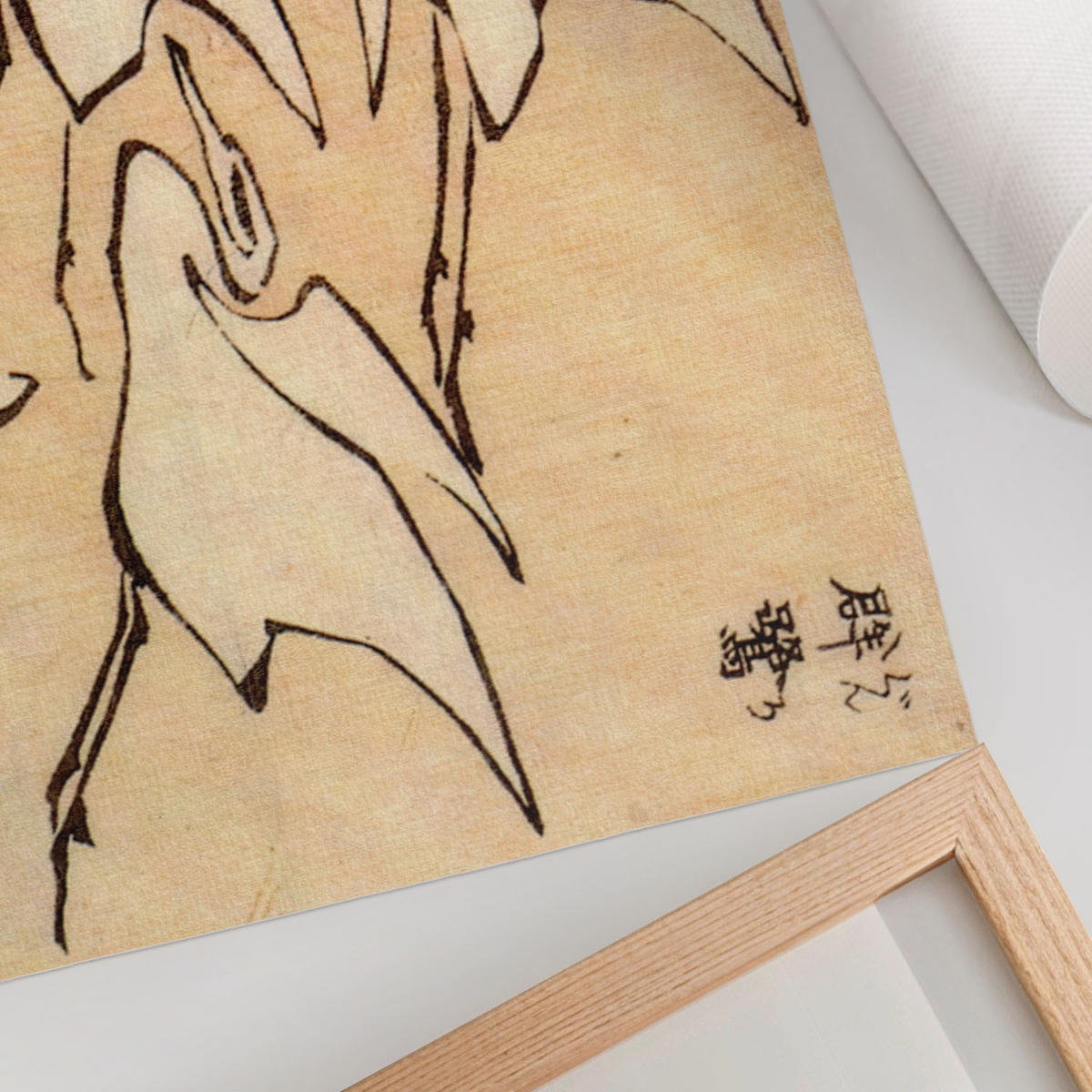 POSTER - 59x42 cm (A2) - Hokusai - Reiher - Beige, Textil (59.4/42/0.1cm) - TULUP