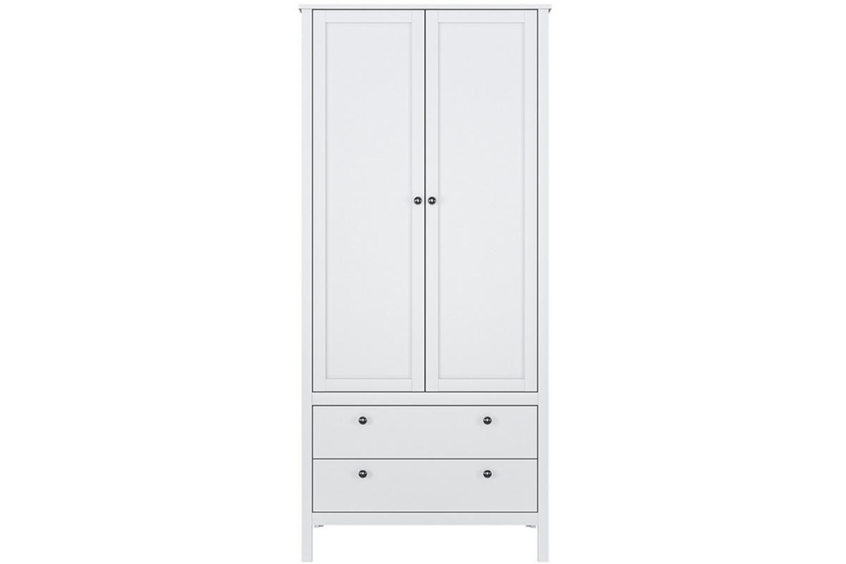 GARDEROBE FARGE, Kleiderschrank mit Türen und Schubladen, weiß - Weiß, Holz (91/201/61cm) - KONSIMO®