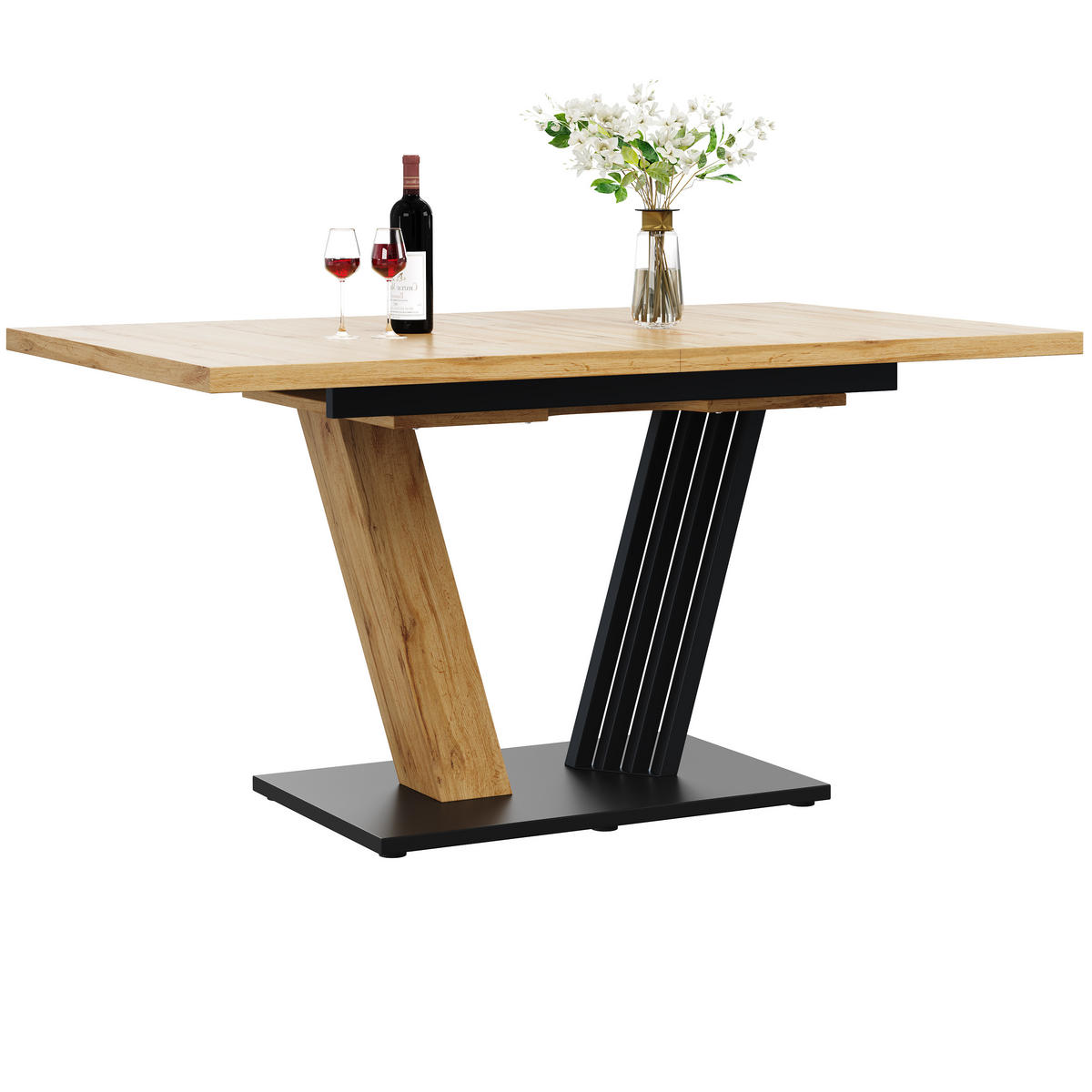 AUSZIEHTISCH Holzoptik 120-160/80/76 cm - Naturfarben, Holz (80/120/76cm) - PANGIVO