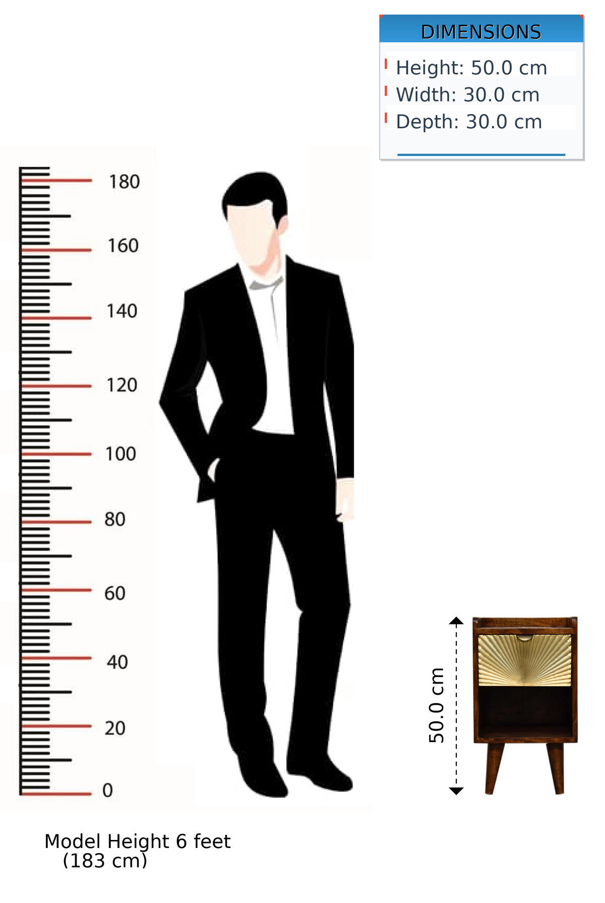 NACHTTISCH Mini Manila Gold mit 1 Schublade, 1 offenes Fach, Braun - Kastanienfarben/Messingfarben, Holz/Metall (30/50/30cm) - Artisan Furniture