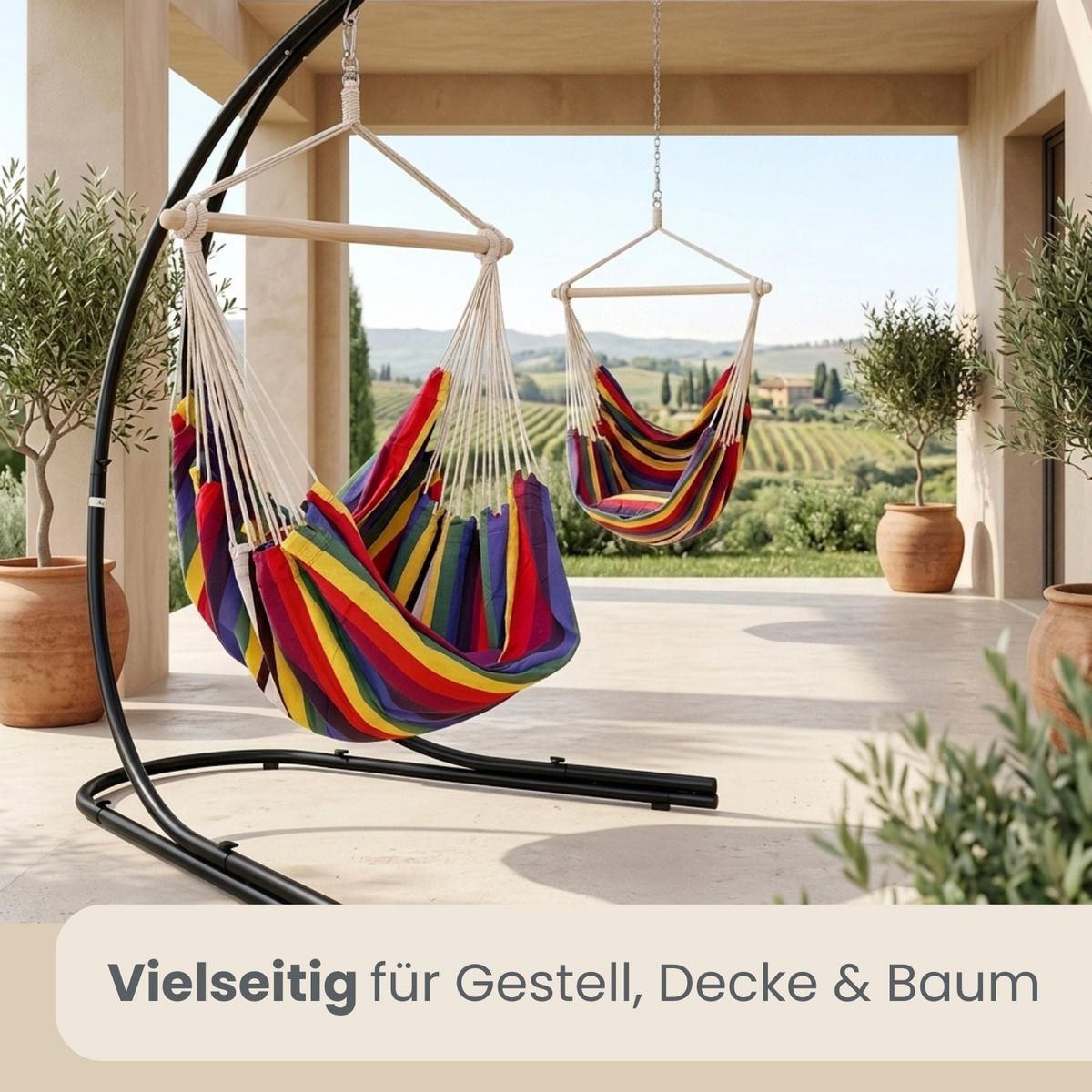 XXL HÄNGESESSEL 185/130 cm Belastbar bis 150 kg Multicolor - Multicolor, Textil (130/155/185cm) - Amanka