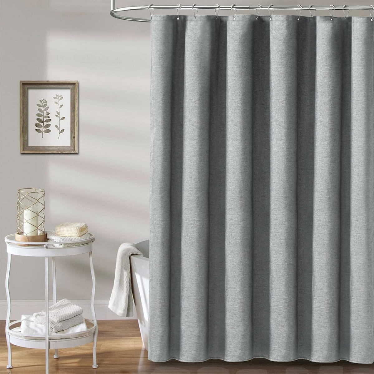 DUSCHVORHANG, Grau, Leinenoptik, 200 x 200 cm - Grau, Textil (200/200cm)