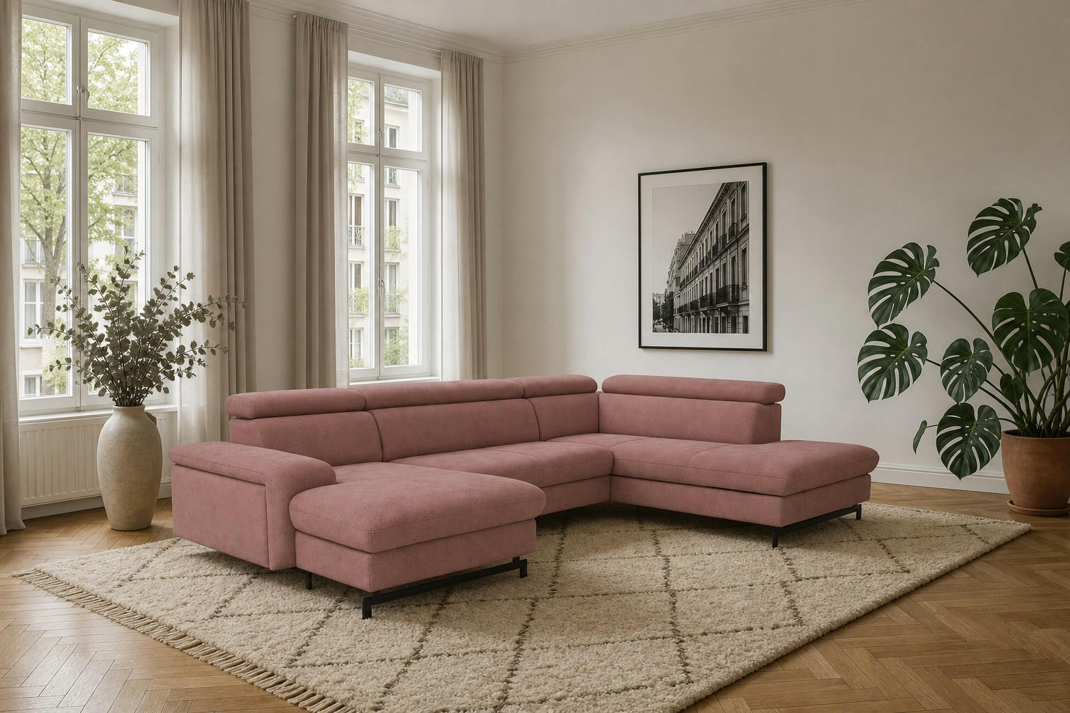 foamnova Wohnlandschaft Altrosa 328x81x215 cm