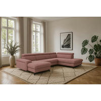 WOHNLANDSCHAFT Vaasa mit Schlaffunktion - Altrosa, Kunststoff/Textil (328/81/215cm) - foamnova