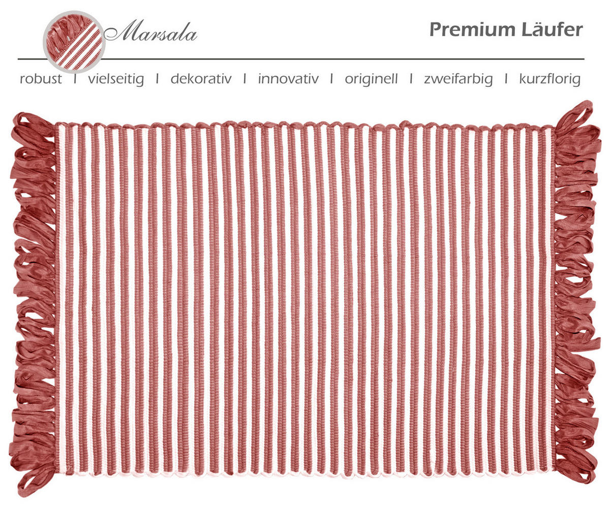 HANDGEWEBTER Läufer 50x70 cm Marsala - Altrosa, Naturmaterialien/Textil (50/70cm) - Lashuma