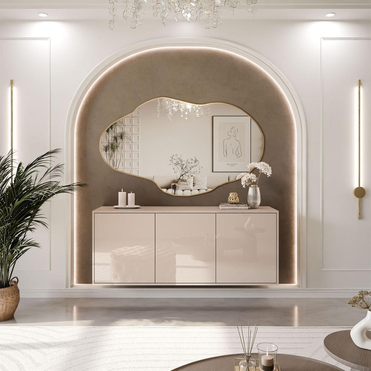 KOMMODE SANAYI Kaschmir Hochglanz – hängend - Kaschmir, Holzwerkstoff (154/60/40cm) - Lookway