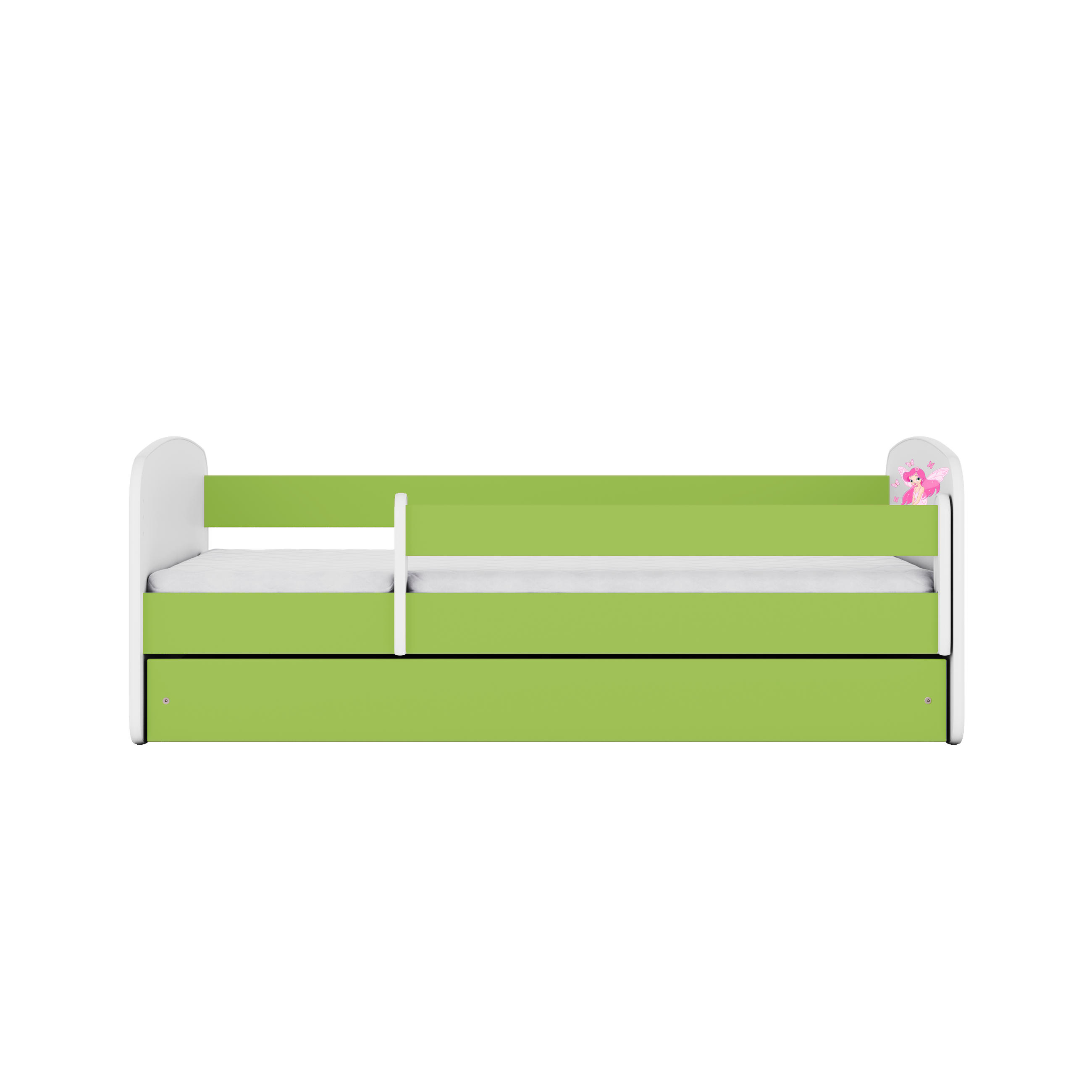 KINDERBETT Fee mit Schmetterlingen mit Schublade 140/70 80/61/144 - Grün, Holzwerkstoff (70/140cm) - RAUMHIRSCH FURNITURE