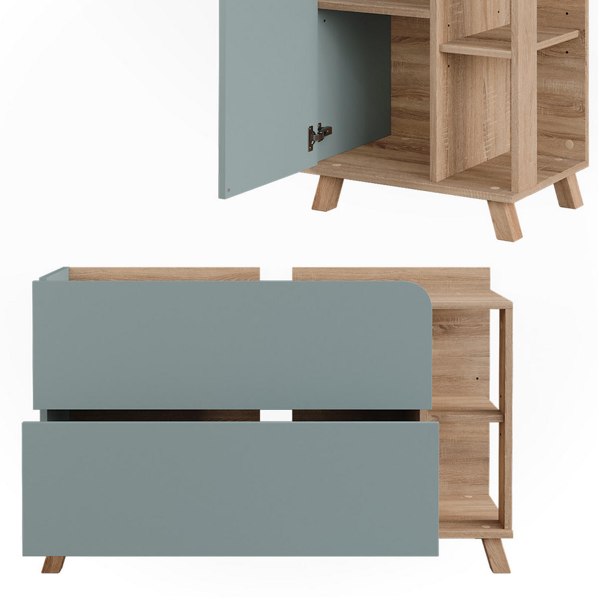 BADMÖBEL-SET Karen Sonoma/Blau 3 Teile - Blau, Holzwerkstoff (100/65/35cm) - Vicco