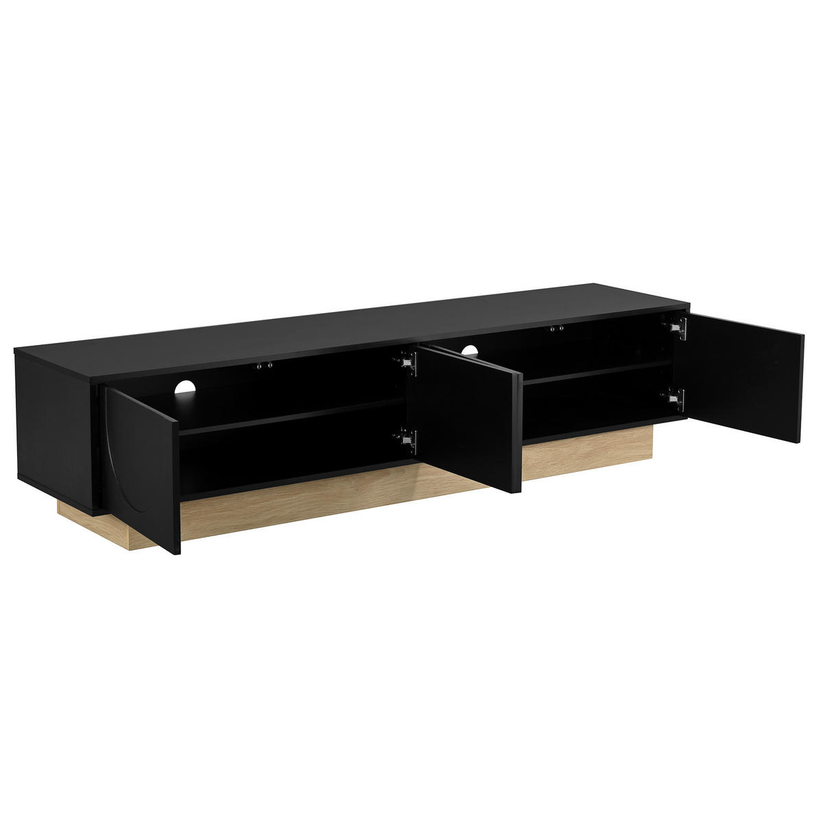TV-LOWBOARD holzoptik & geschwungenes design - Schwarz, Holzwerkstoff (175/41.5/40cm) - Urban Meuble